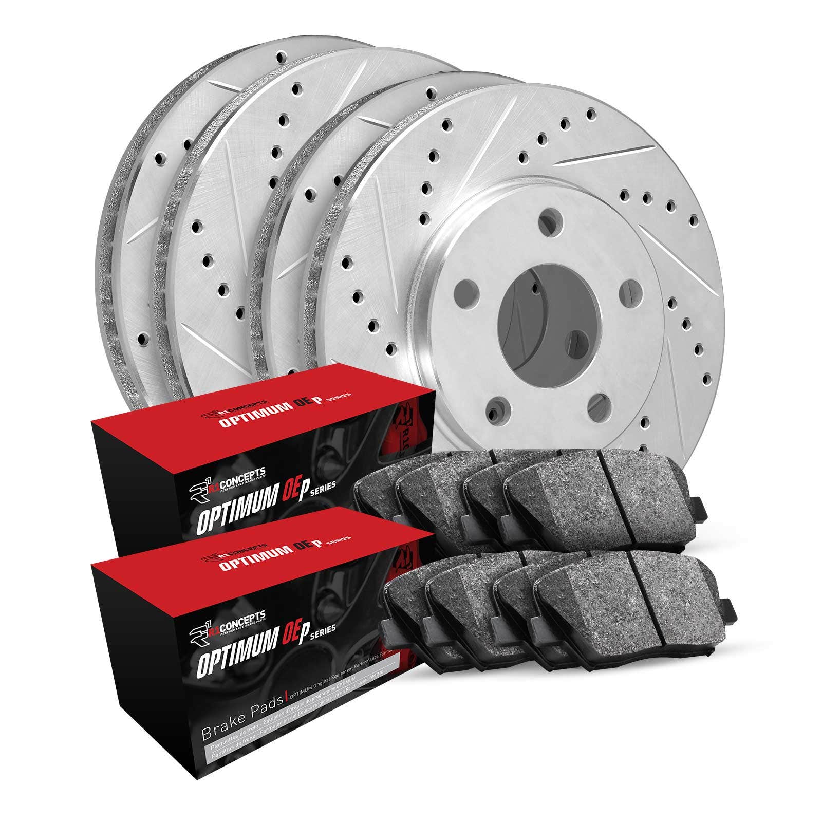 R1 Concepts Wgun2-03003 R1 Brake Rotors - D/S - Silver W/ Optimum Oe Pads   R1