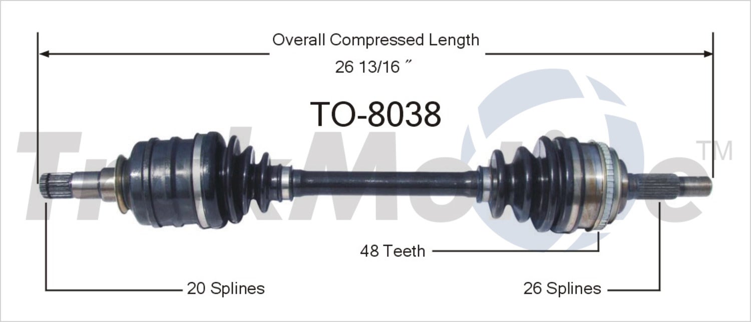 Trakmotive Cv Axle Shaft P/N:To-8038  Cv Axle Shaft P/N: