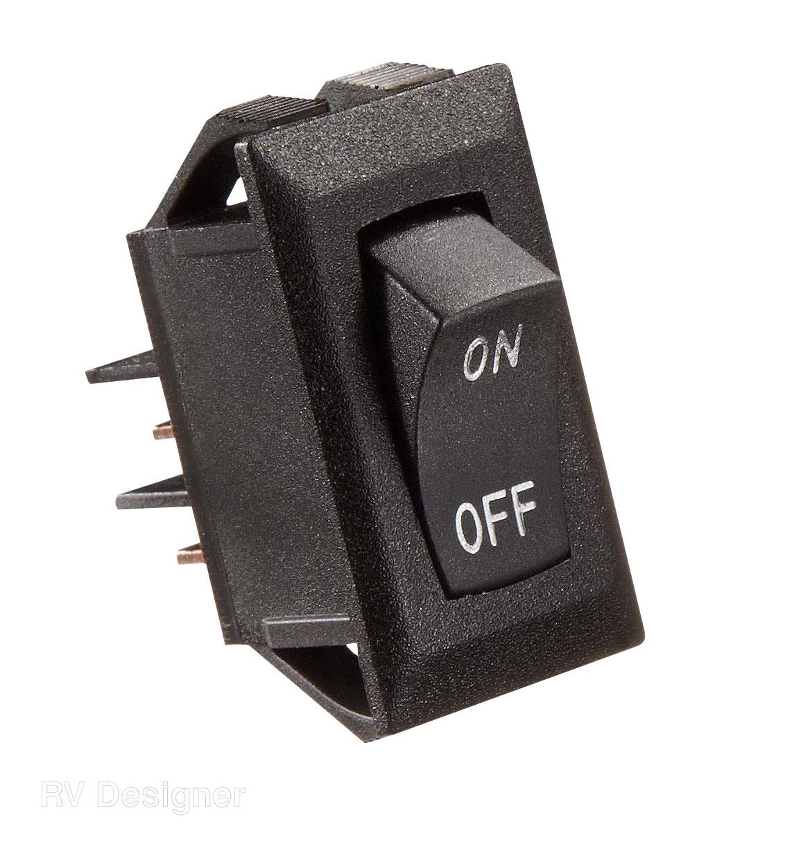 Rv Designer S269, Rocker Switch, 10 Amp, On / Off, Spst, Black W/ Silver Text,