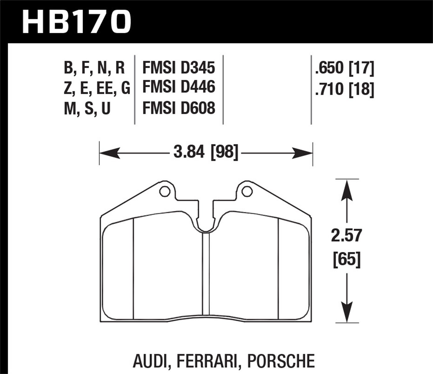 Hawk Performance Hb170u.650 Dtc-70 Disc Brake Pad   Dtc-70 Disc Brake Pad