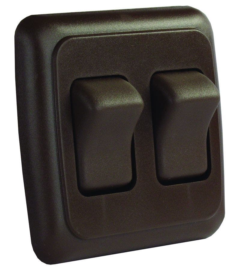 Jr Products 12145 Brown Double Spst On-Off Switch With Bezel   Multi Purpose