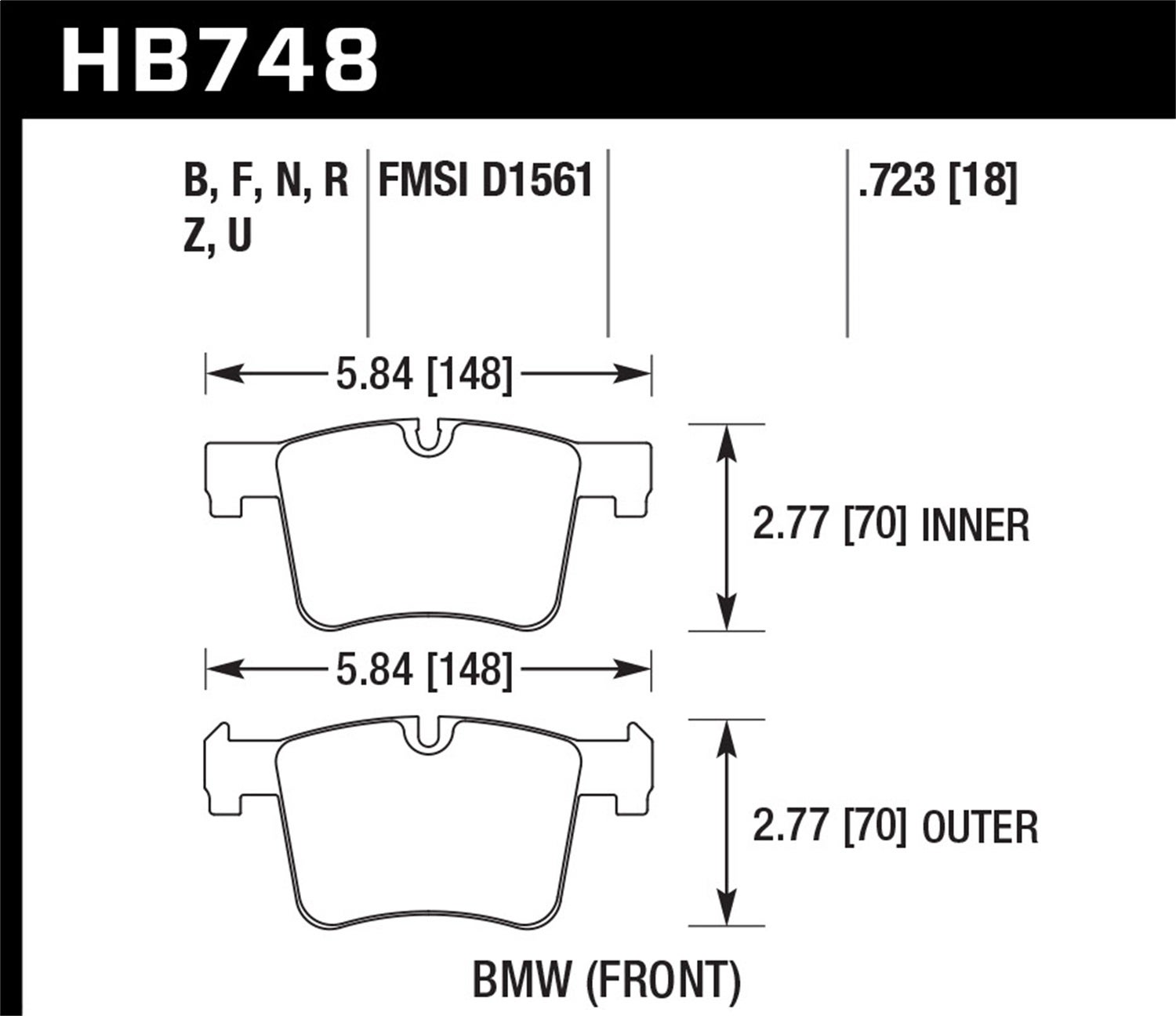 Hawk Performance Hb748n.723 Hp Plus Disc Brake Pad   Hp Plus Disc Brake Pad