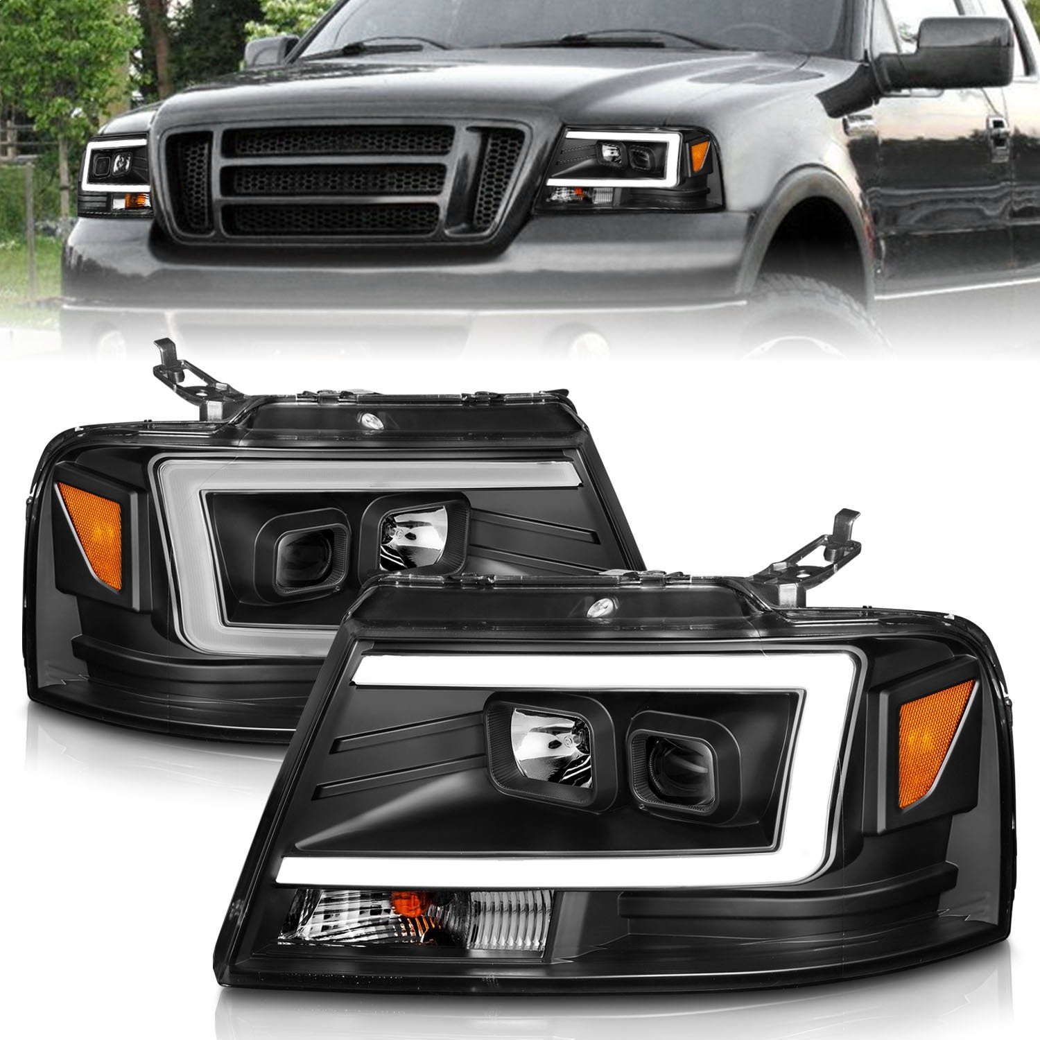Anzo Usa 111541 Projector Headlight Set Fits 04-08 F-150 Mark Lt   Projector