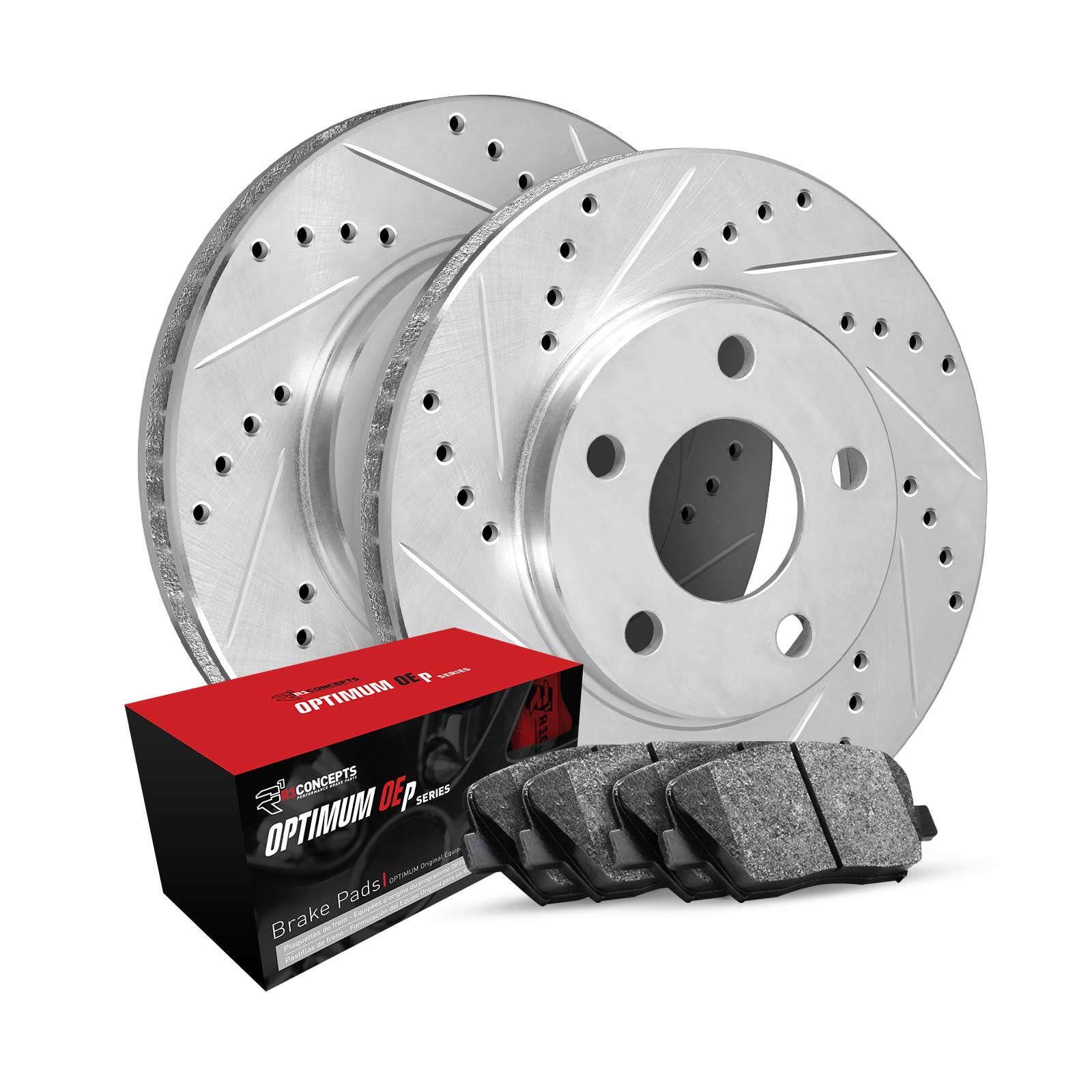 R1 Concepts Wgun1-03038 R1 Brake Rotors - D/S - Silver W/ Optimum Oe Pads   R1