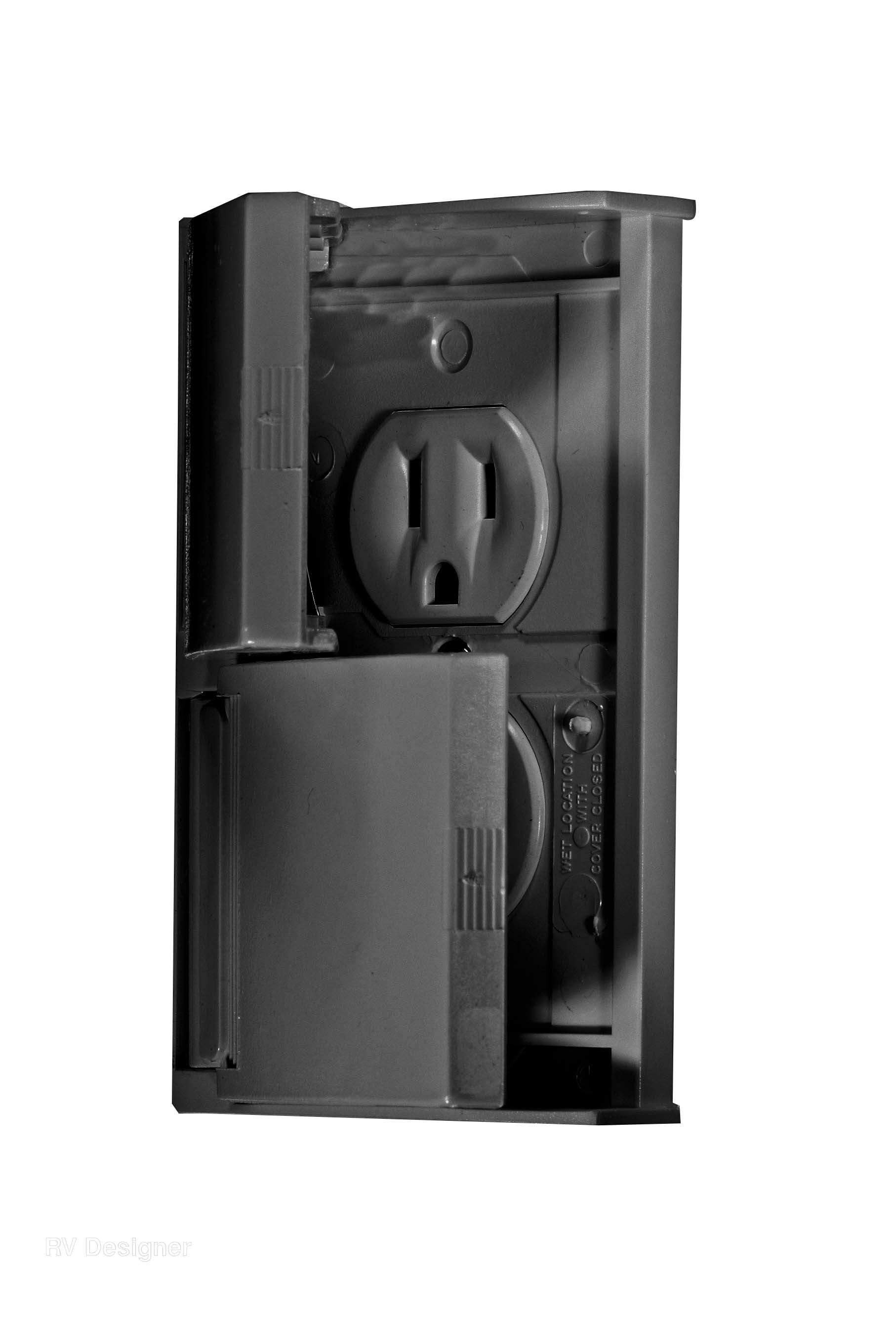 Rv Designer S907, Weatherproof Dual Outlet Cover With Snap Cover Plate, Black,