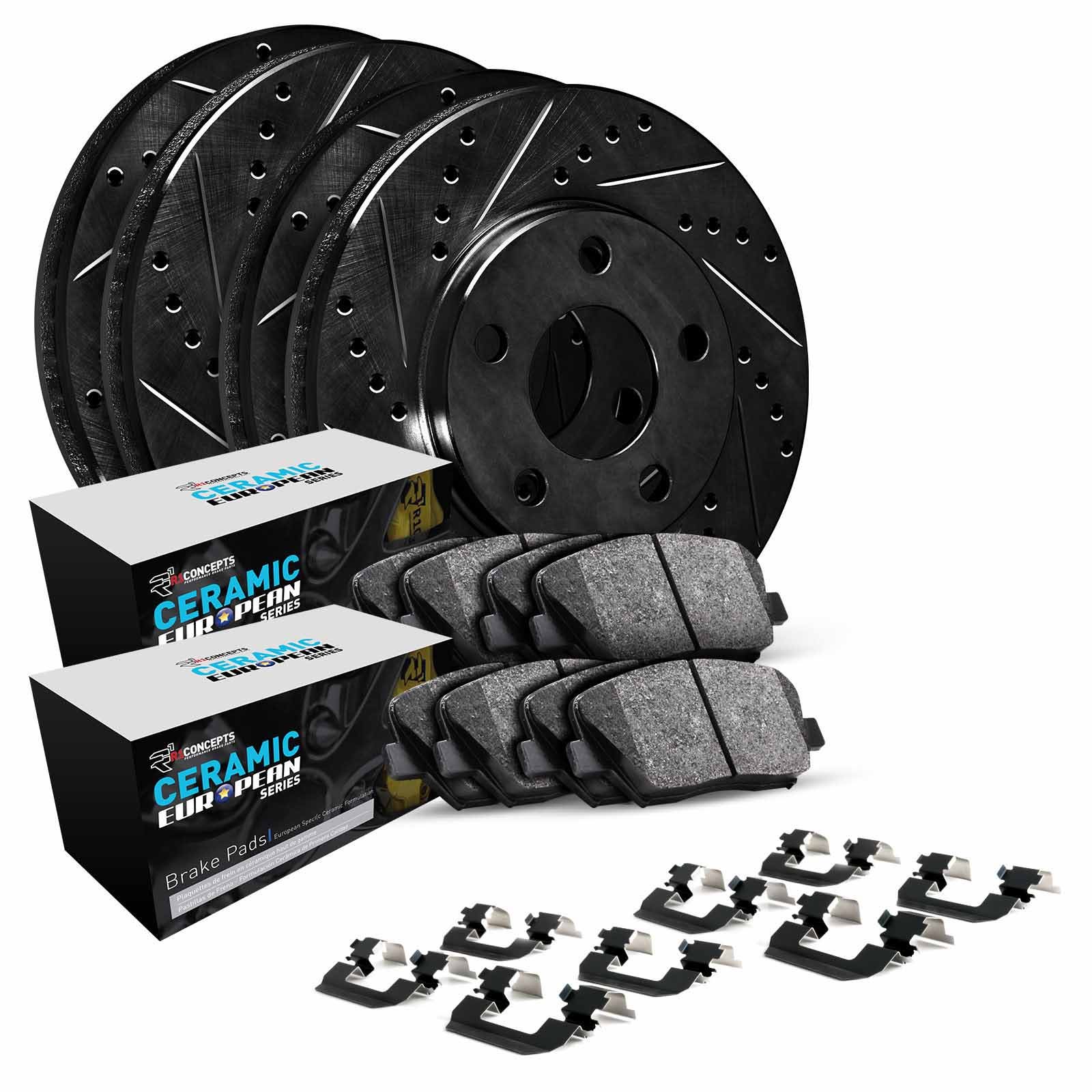 R1 Concepts Whth2-11006 R1 Brake Rotors - D/S - Black W/ Euro Ceramic Pads & Hdw