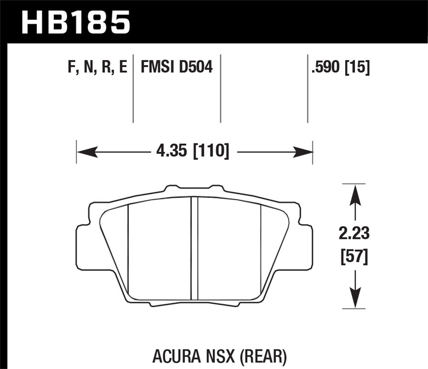 Hawk Performance Hb185n.590 Hp Plus Disc Brake Pad Fits 91-05 Nsx   Hp Plus Disc
