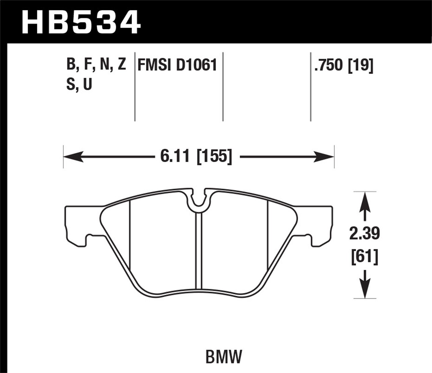 Hawk Performance Hb534u.750 Dtc-70 Disc Brake Pad   Dtc-70 Disc Brake Pad