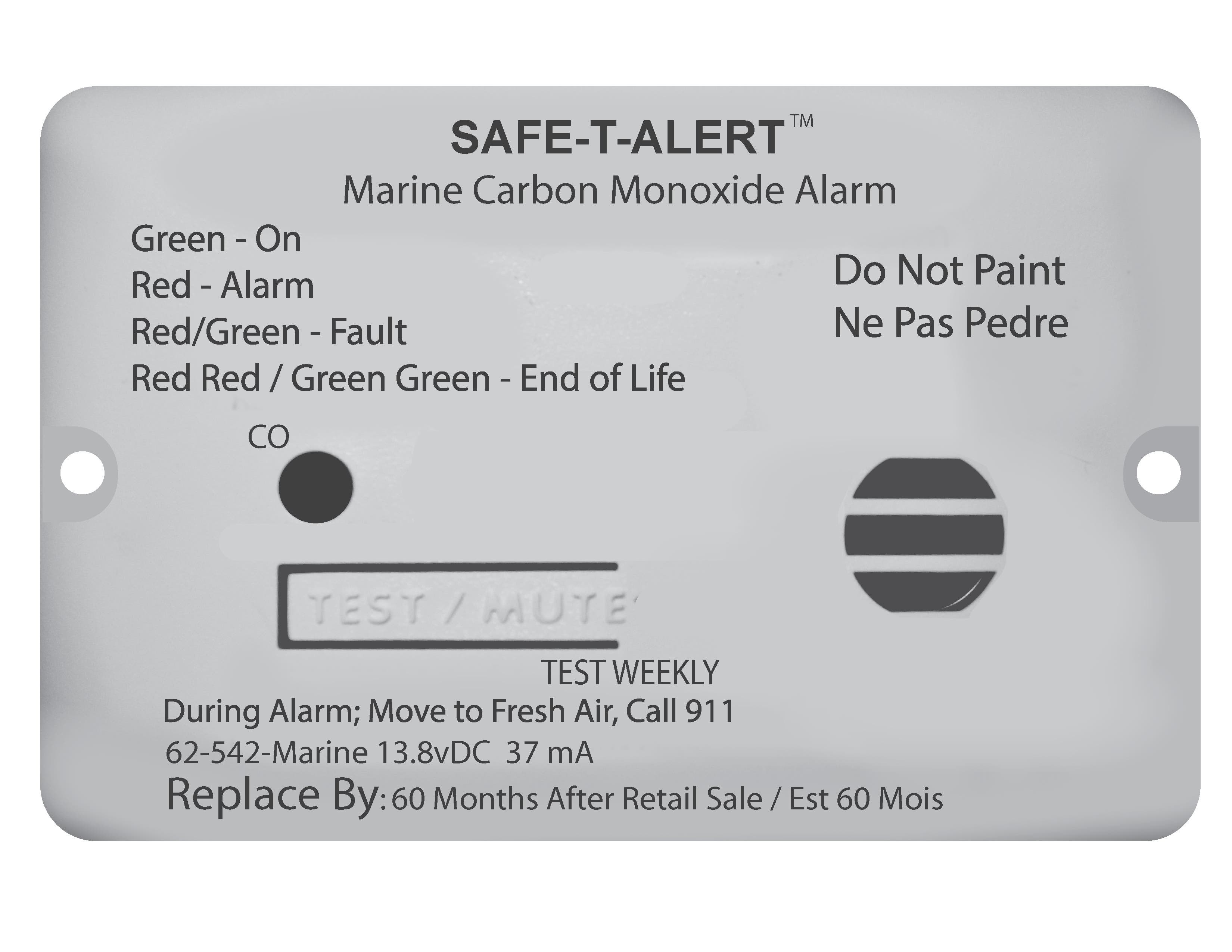 Marine Co Detector Flsh Mnt Wht Marine Co Detector Flsh Mnt Wht