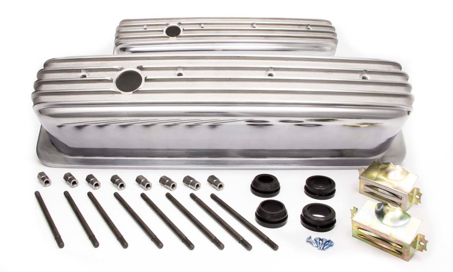 Racing Power Company R6191 Tall Finned Polished Aluminum Center Bolt Valve Cover