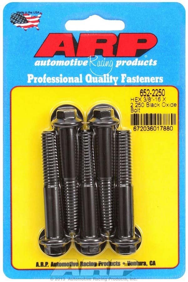 Arp 652-2250 Black Oxide 3/8-16" Rh Thread 2.250" Uhl 6-Point Bolt With 3/8"