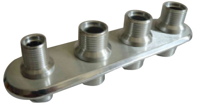 Racing Power Company R1007 - Firewall Bulkhead Billet Alum Polished 4 Port
