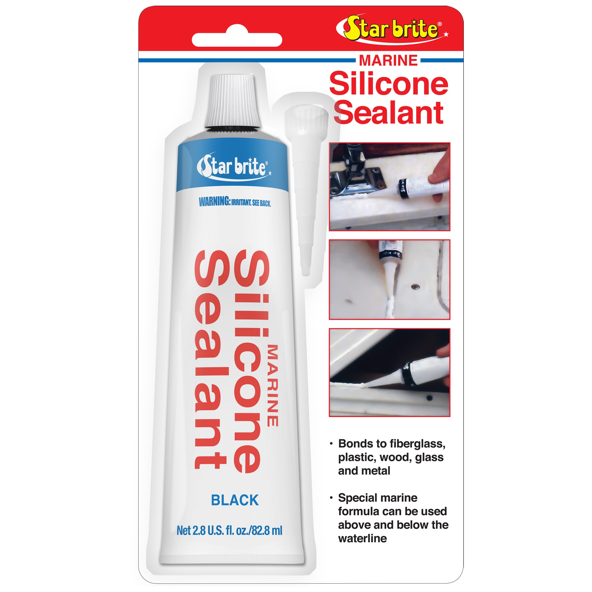 Star Brite Silicone Sealant Black 2.8 Oz. (082103)  Silicone Sealant Black 2.8
