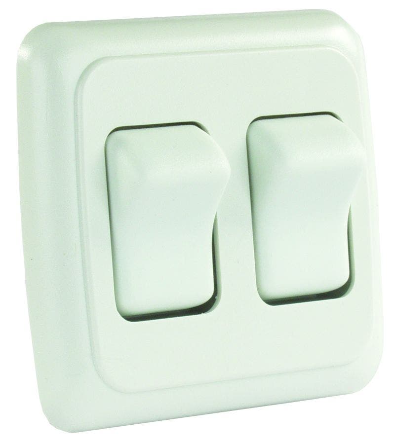 Jr Products 305.1203 12015 White Double Spst On-Off Switch With Bezel   Multi