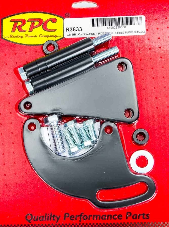 Racing Power Company R3833 Black Saginaw Power Steer Bracket   Black Saginaw