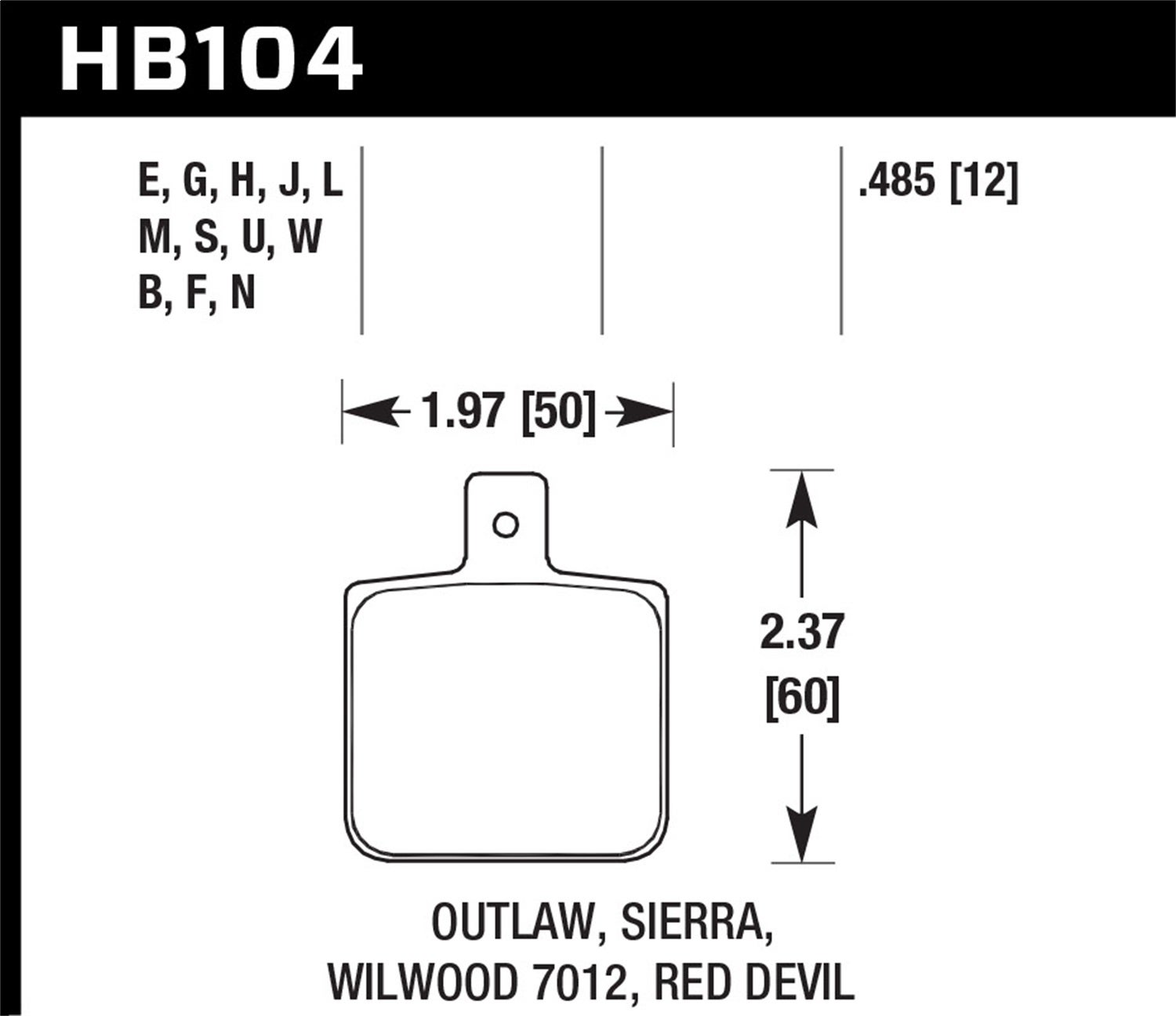 Hawk Performance Hb104n.485 Hp Plus Disc Brake Pad   Hp Plus Disc Brake Pad