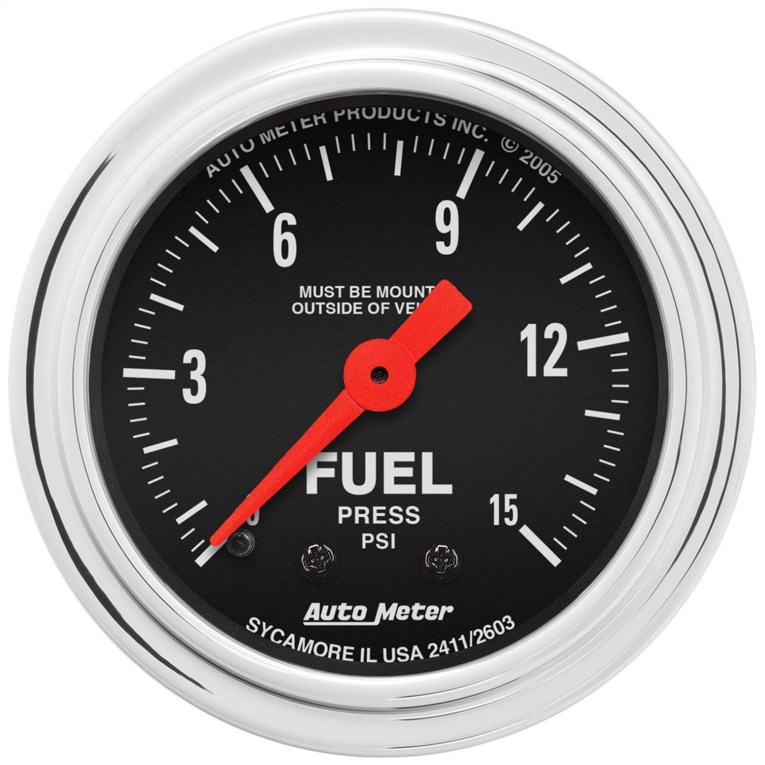 Autometer 2411 Traditional Chrome Mechanical Fuel Pressure Gauge   Traditional
