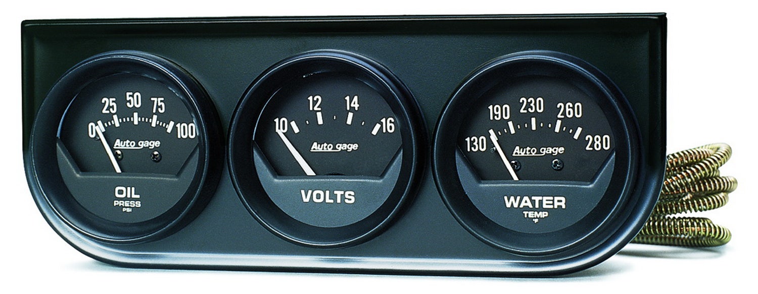 Autometer 2348 Autogage Black Oil/Volt/Water Black Console Auto Meter Products