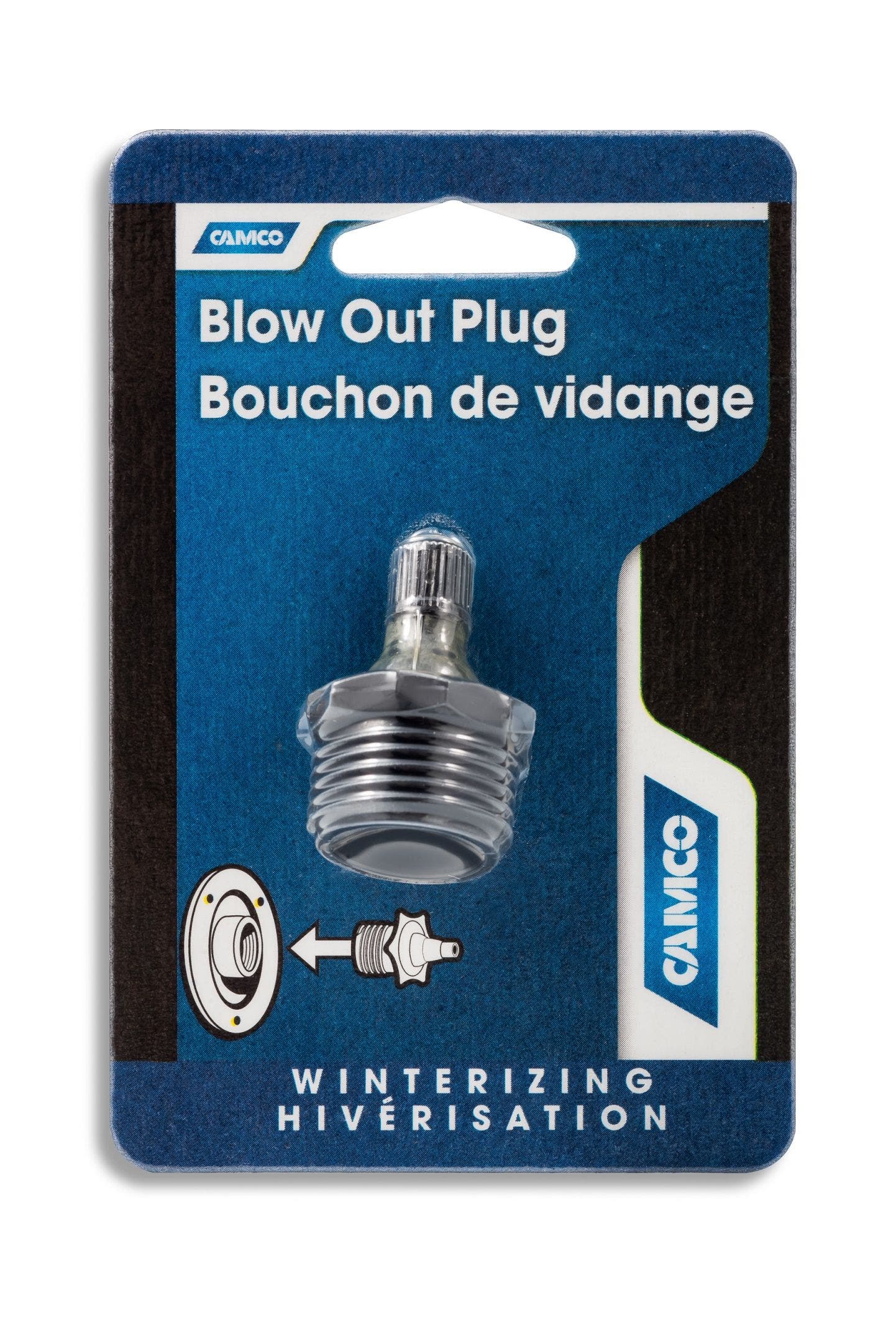Camco 36133 Black Rv Plastic Blow Out Plug With Schrader Valve   Water System
