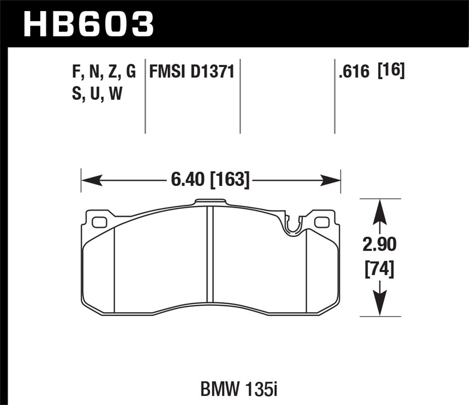 Hawk Performance Hb603n.616 Hp Plus Disc Brake Pad Fits 08-13 135I 135Is   Hp