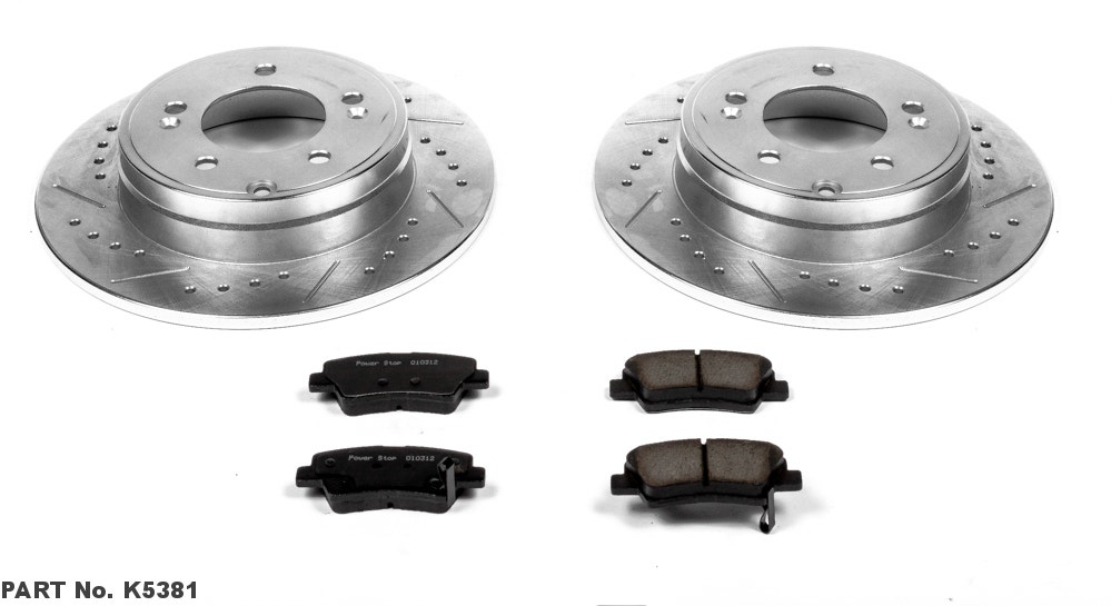 Power Stop K5377 Front Z23 Carbon Fiber Brake Pads With Drilled & Slotted Brake