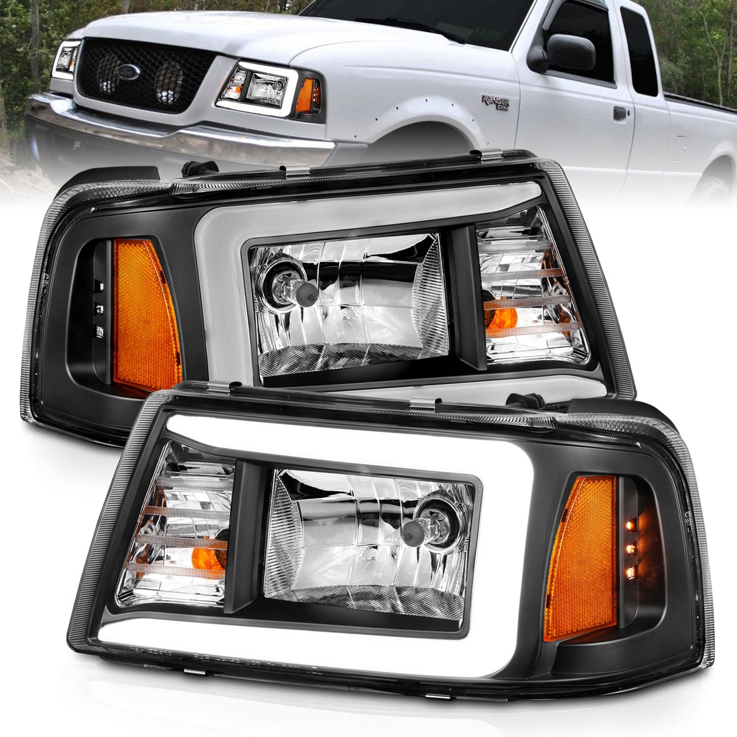 Anzo Usa 111511 Crystal Headlight Set Fits 01-11 Ranger   Crystal Headlight Set