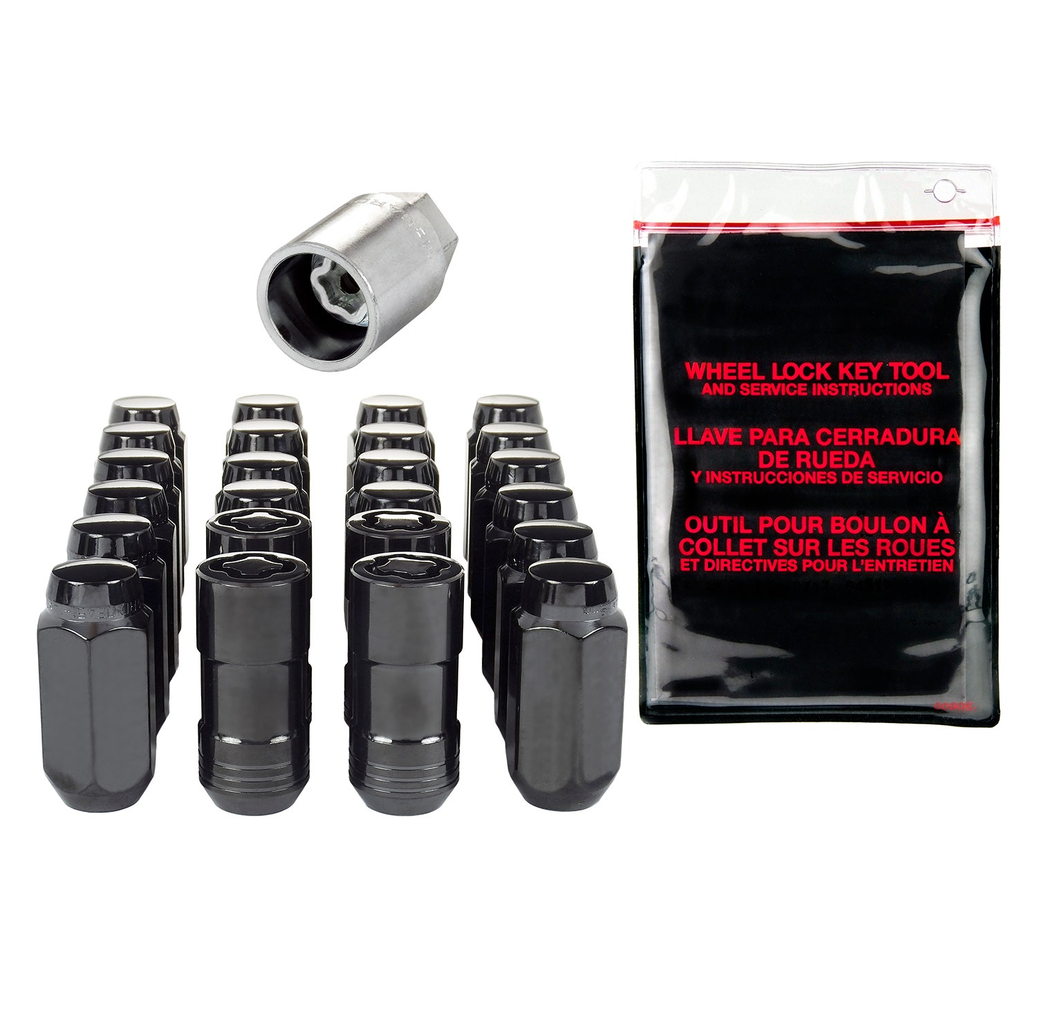 6 Lug Install 14X1.5 Blk  Wheel Access 84532 Wheel Installation Kit Hex Lug Nut;