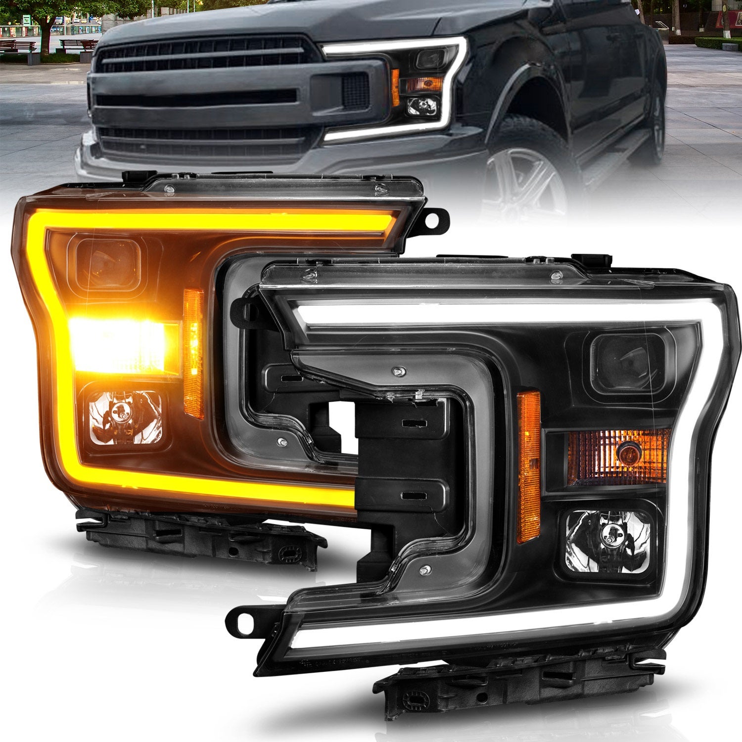 Anzo Usa 111509 Projector Headlight Set Fits 18-20 F-150   Projector Headlight