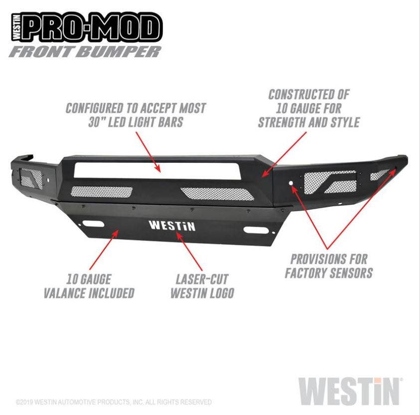 Westin Textured Black Pro-Mod Front Bumper Silverado 1500 2016-2018; Silverado