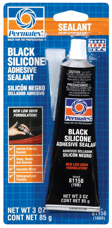 Permatex 81158 3 Oz Black Silicone Adhesive Sealant   3 Oz Black Silicone