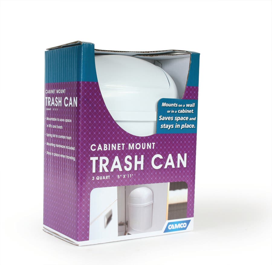 Camco Cabinet Mount Trashcan- Mountable Trash Bin For Cabinet Doors And Tight