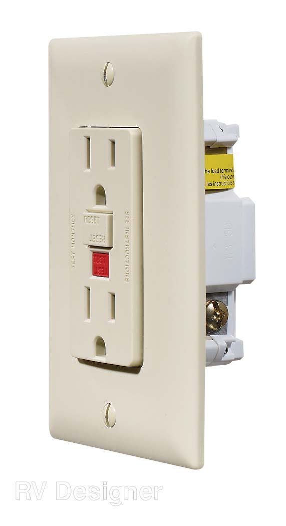 Rv Designer S803, Dual Gfci Outlet With Cover Plate, Ivory, Ac Electrical