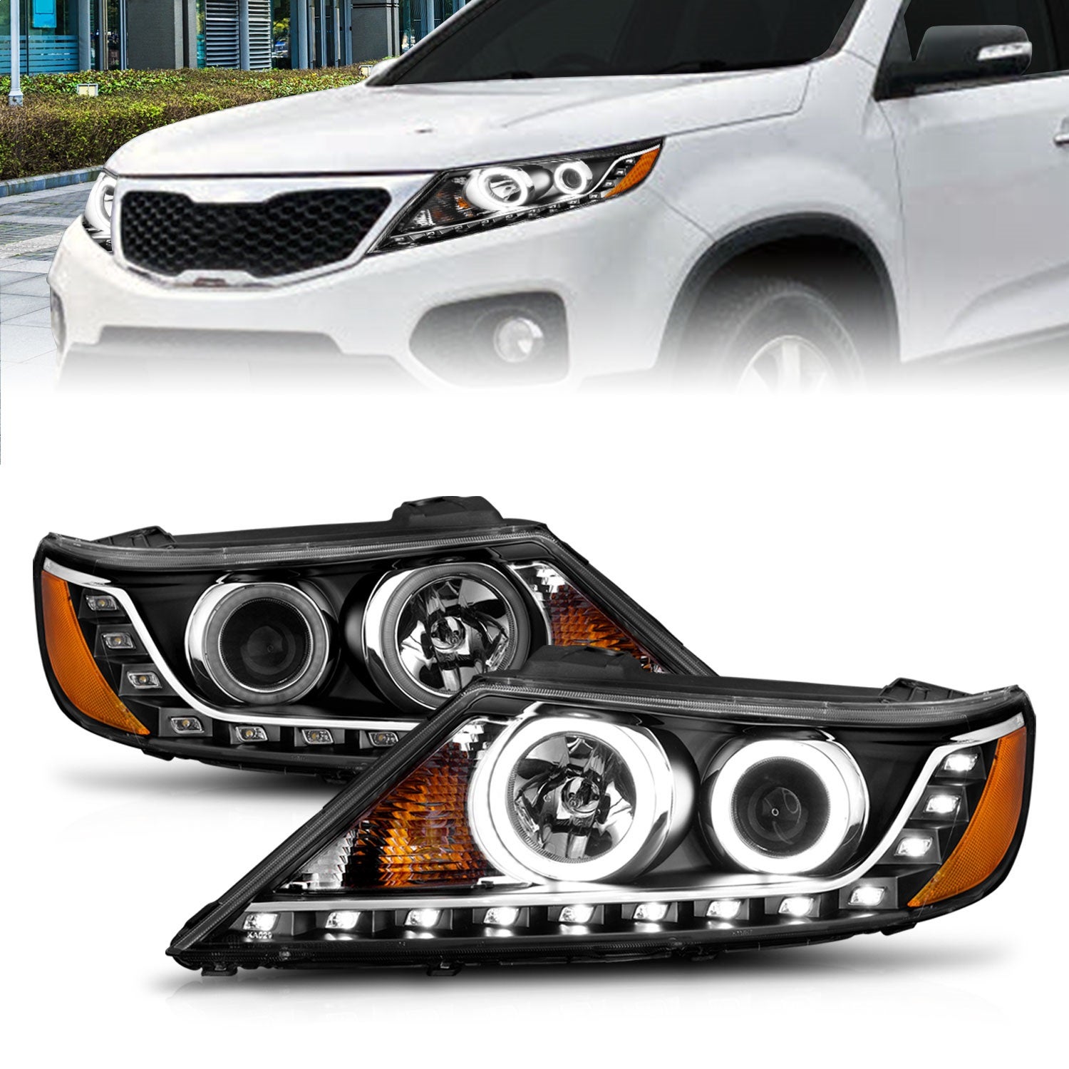 Anzo Usa 111248 Projector Headlight Set W/Halo Fits 11-13 Sorento   Projector