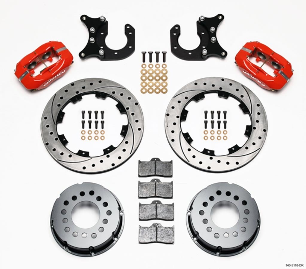 Wilwood Engineering 140-2118-Dr Disc Brake Kit (New Bigford Drilled Red P/S