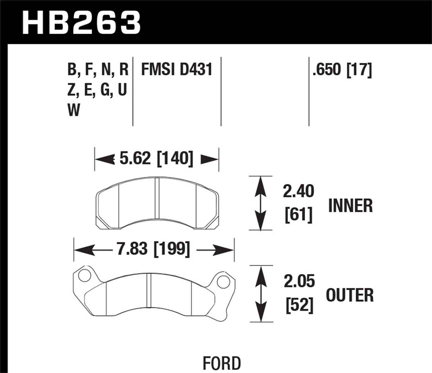 Hawk Performance Hb263z.650 Performance Ceramic Disc Brake Pad   Performance