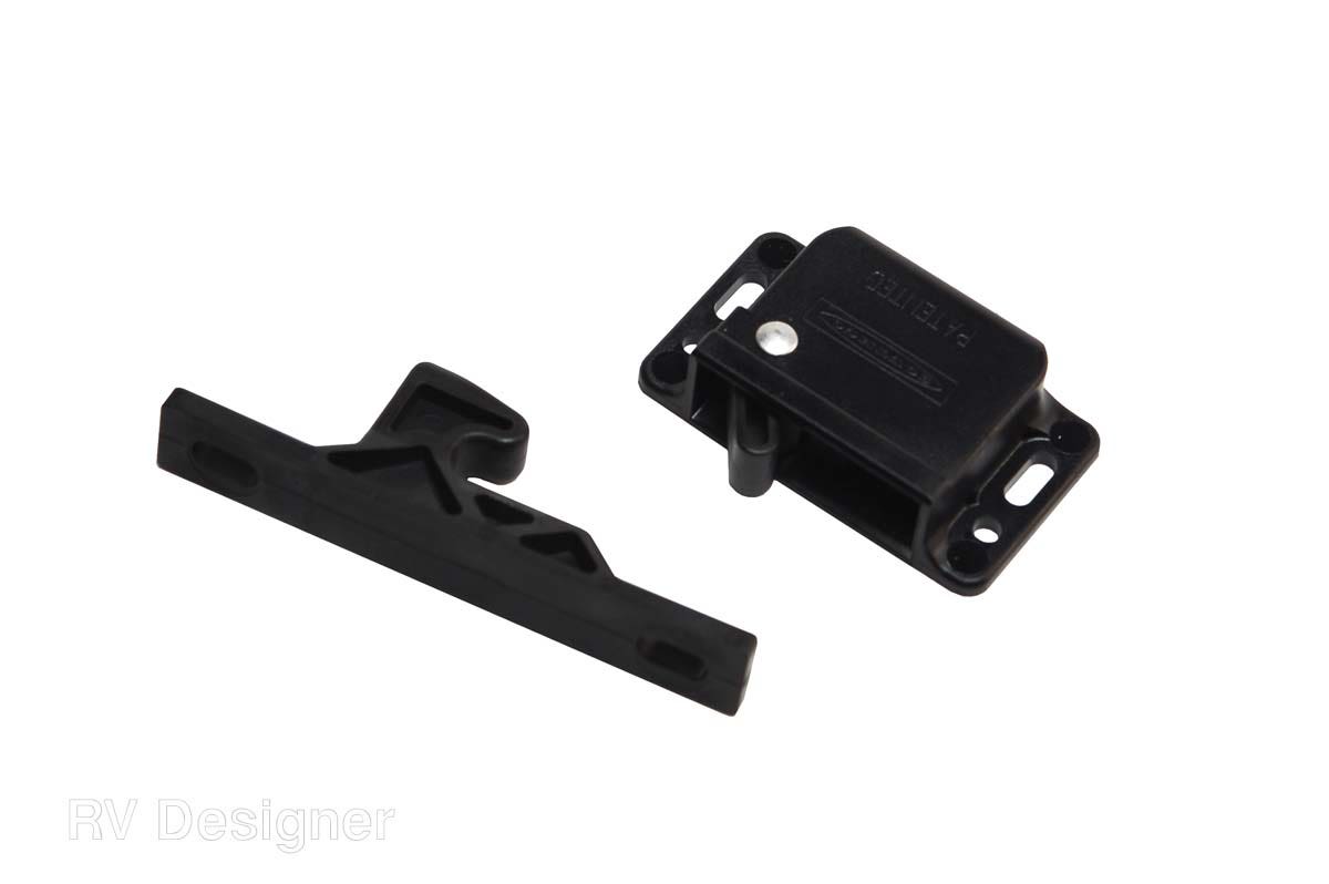Rv Designer H316, Universal Push Latch, 10 Lb., Cabinet Hardware , Black   Door