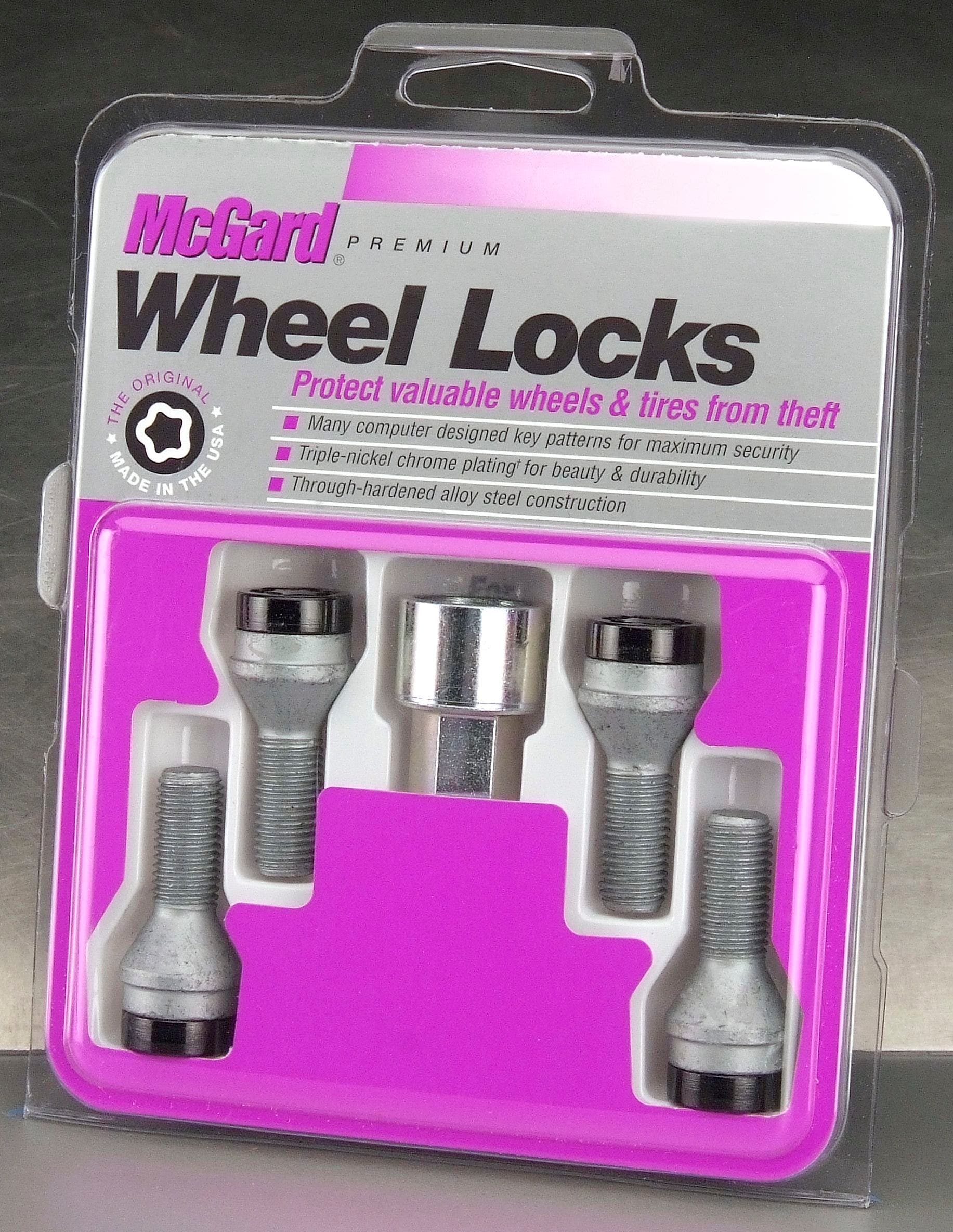 Mcgard 27305 Black Bolt Style Cone Seat Wheel Lock Set, 4 Locks / 1 Key  Wheel