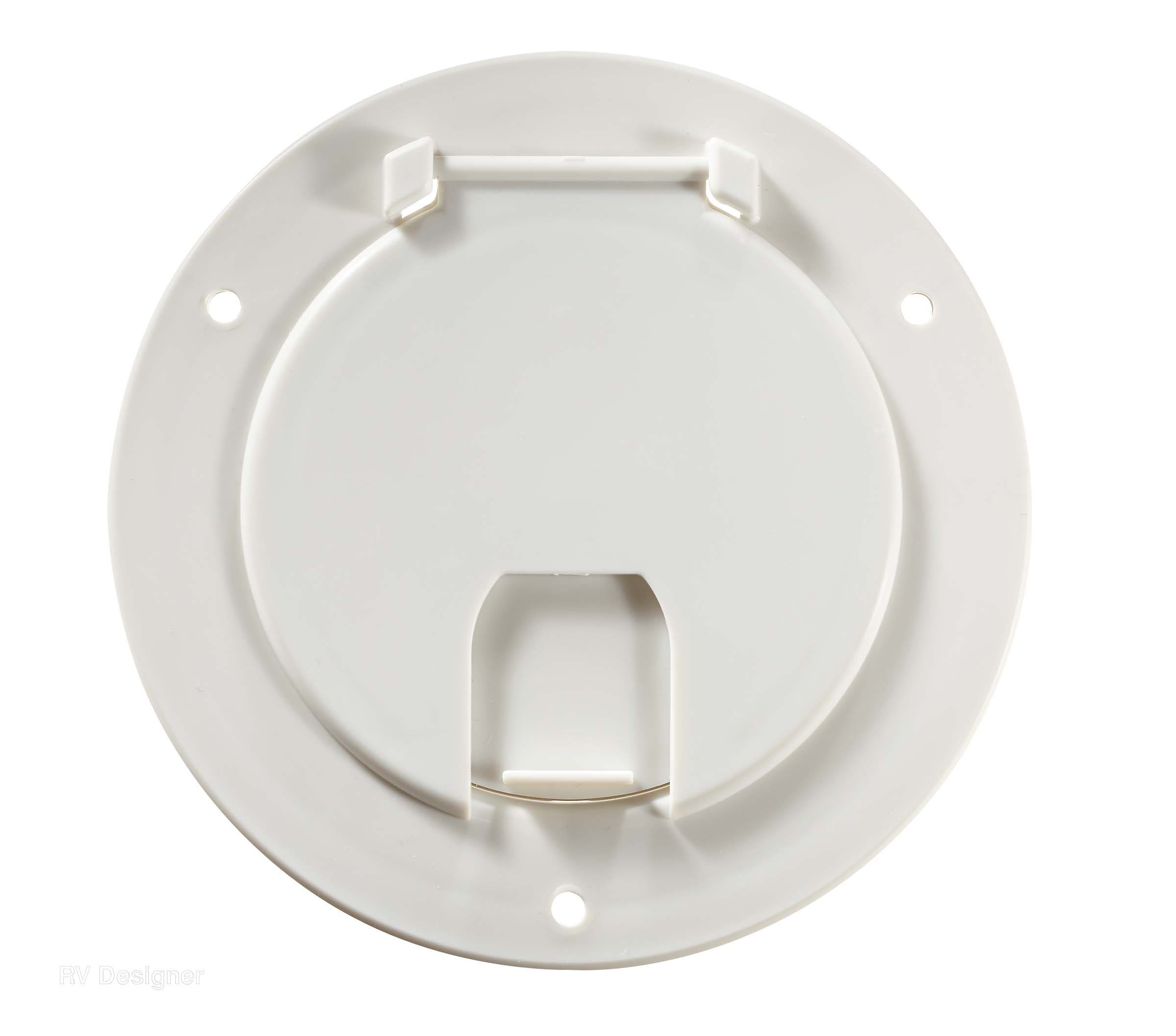 Rv Designer B110, Round Electrical Cable Hatch, Deluxe, Replaceable Lid, 5.2