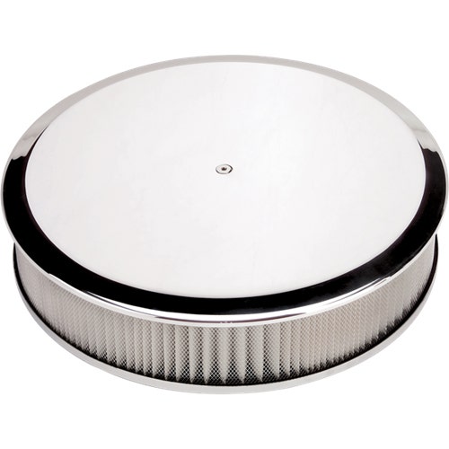 Air Cleaner, 14” Diameter Round Plain Polished Air Cleaner, 14” Diameter Round
