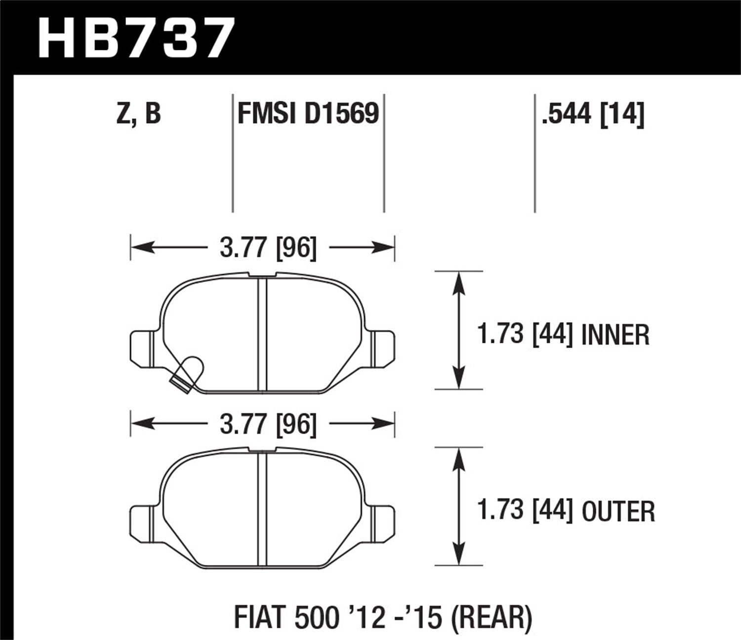 Hawk Performance Hb737b.544 Hps 5.0 Disc Brake Pad Fits 13-16 500   Hps 5.0 Disc