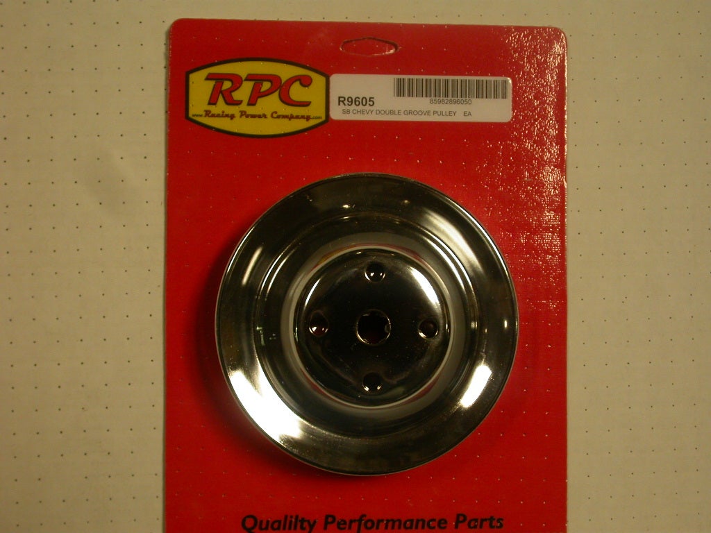 Racing Power Company R9605 Chrome Lwp Double Groove Water Pump Pulley   Chrome