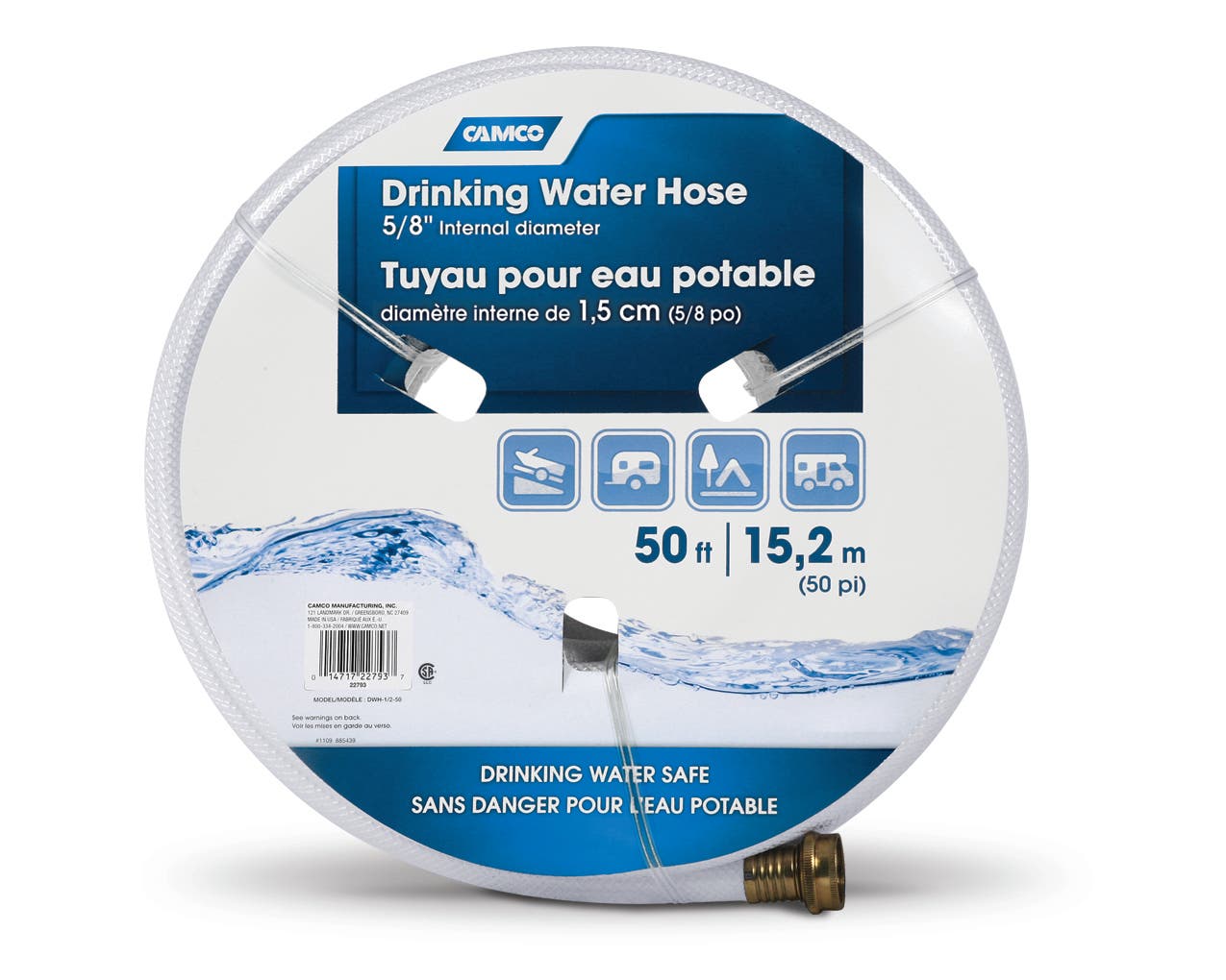 Camco 50' 22793 Tastepure Freshwater Hose-5/8 X 50' , White   Fresh Water Hose