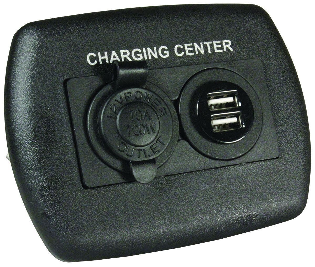 Jr Products 15095 12V/Usb Charging Center - Black   Power Port Socket; Style -