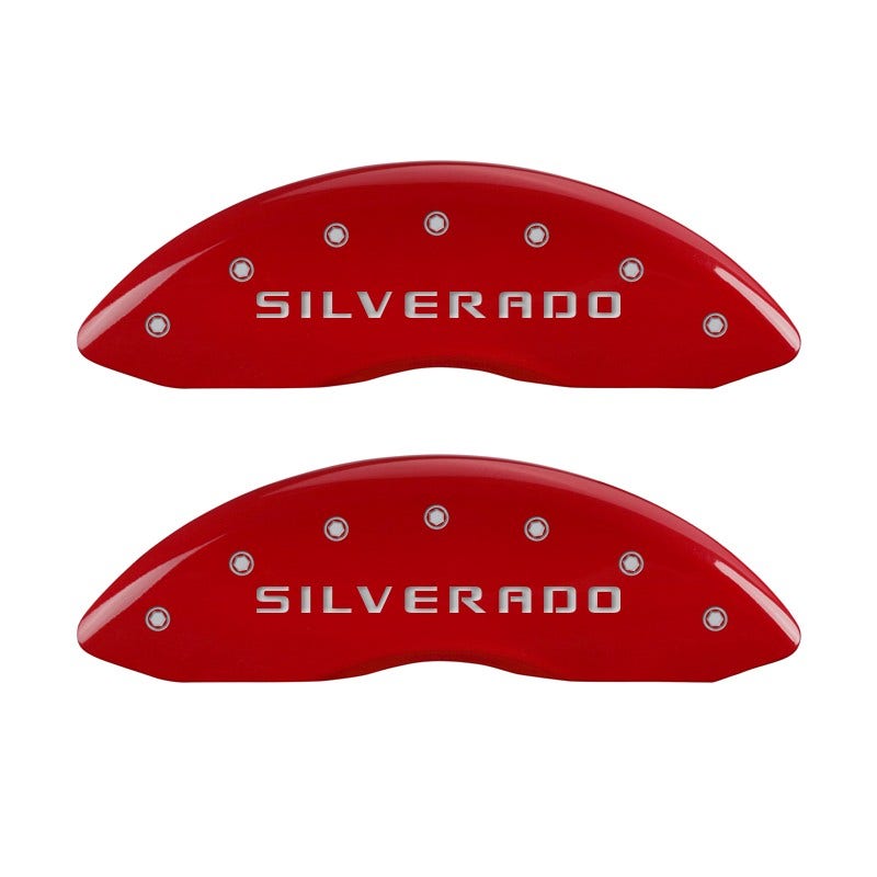 Mgp Caliper Covers 14005Ssilrd Caliper Cover (Red Powder Coat Finish, Engraved