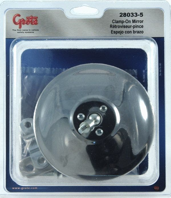 Grote 28033-5 Stainless 5" Round Clamp-On Spot Mirror With Arm Assembly   Blind