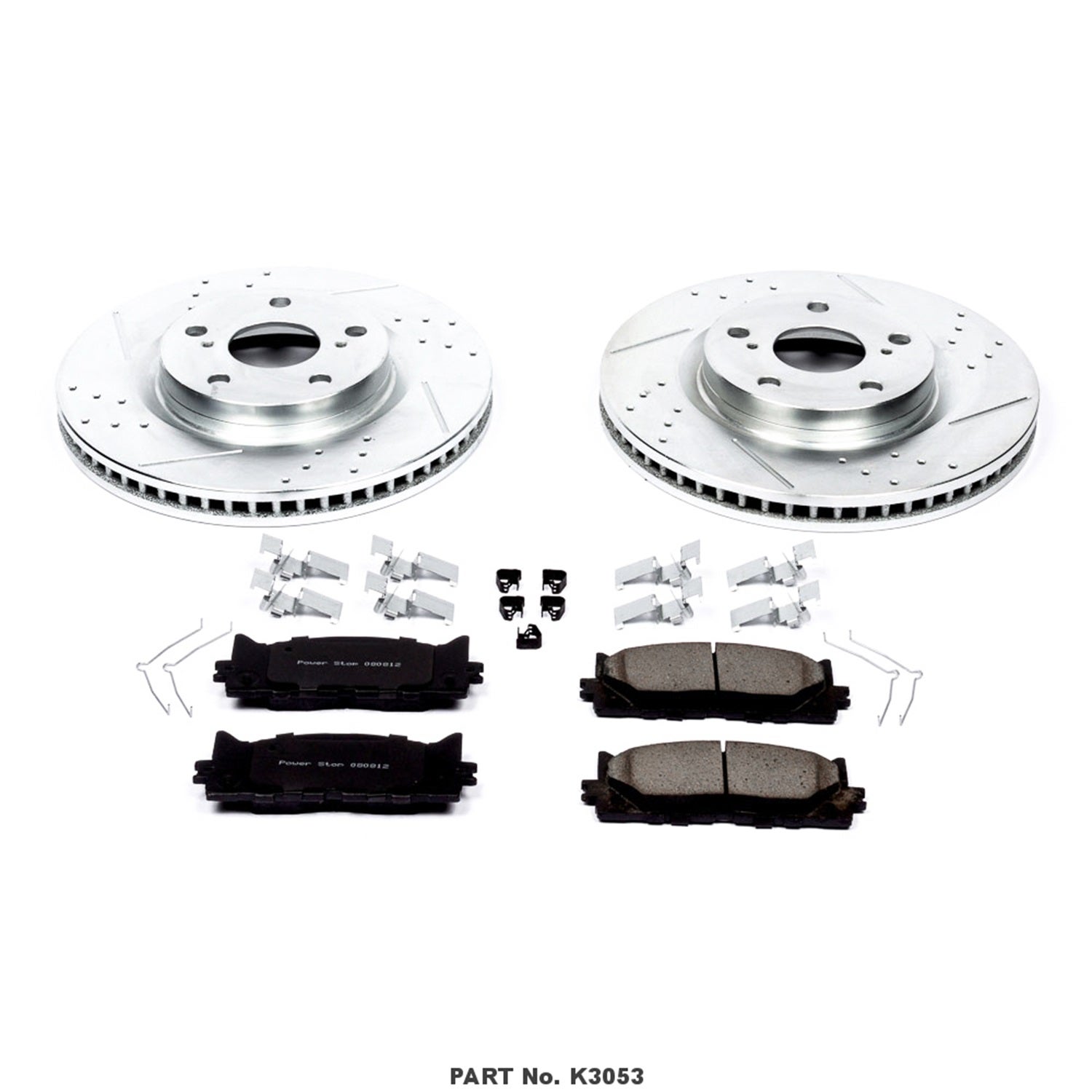 Power Stop K3053 Front Brake Kit With Drilled/Slotted Brake Rotors And Z23