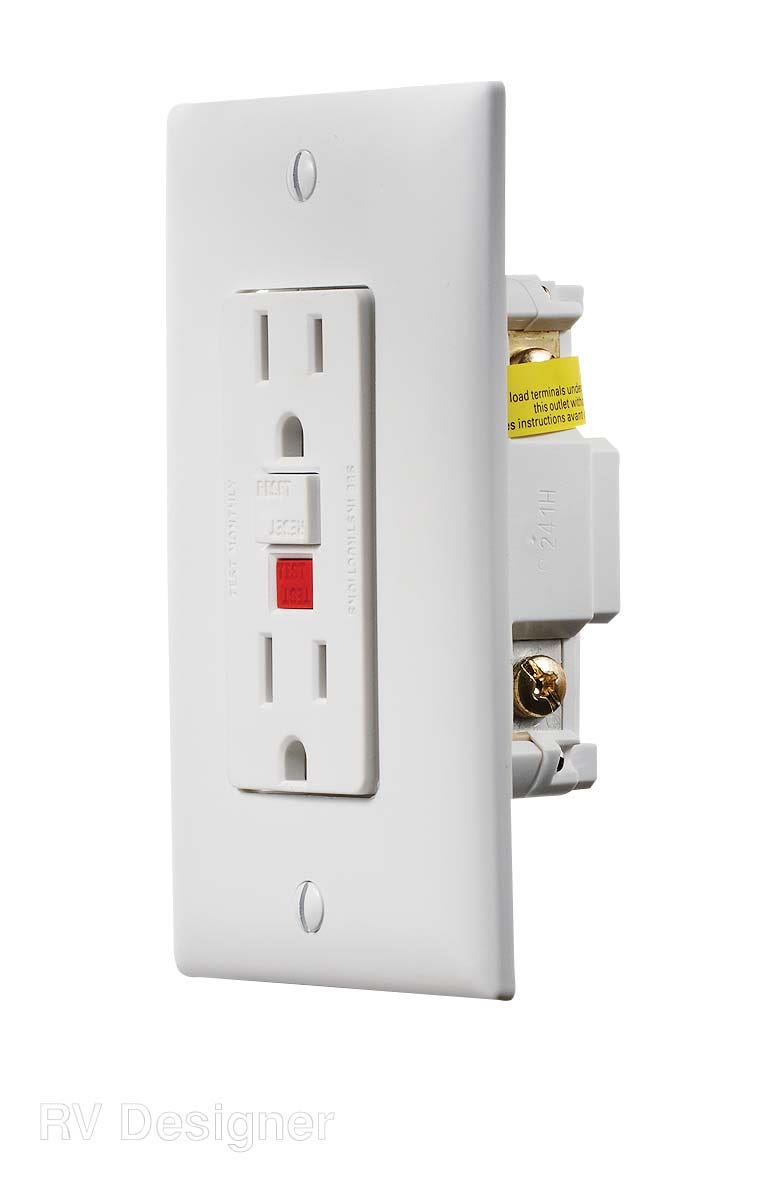 Rv Designer S801, Dual Gfci Outlet With Cover Plate, White, Ac Electrical