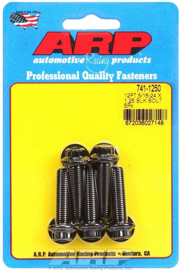 Arp 741-1250 Black Oxide 5/16-24" Fine Rh Thread 1.250" Uhl 12-Point Bolt With