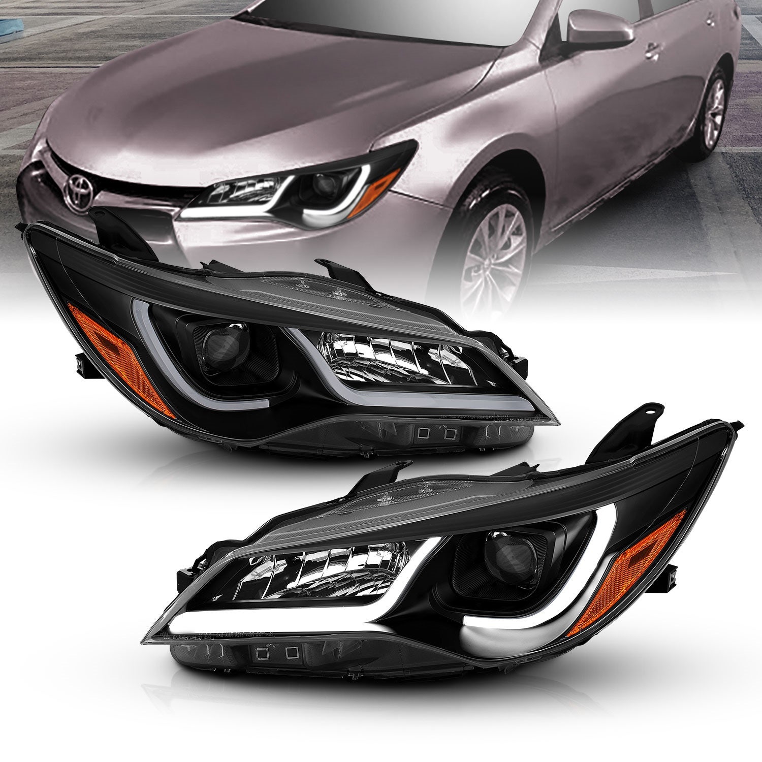 Anzo Usa 121518 Projector Headlight Set Fits 15-16 Camry   Projector Headlight