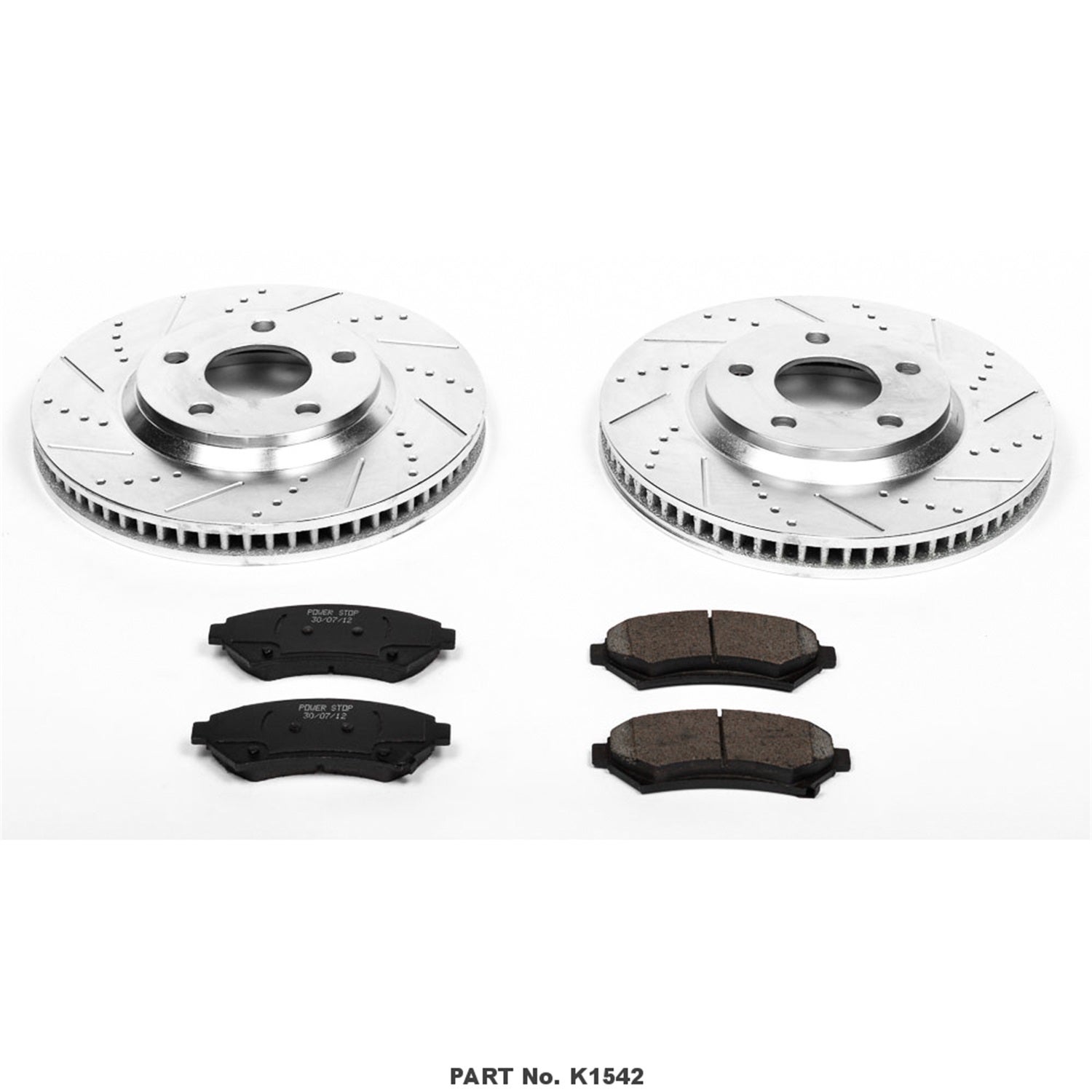 Power Stop K1542 Front Z23 Carbon Fiber Brake Pads With Drilled & Slotted Brake